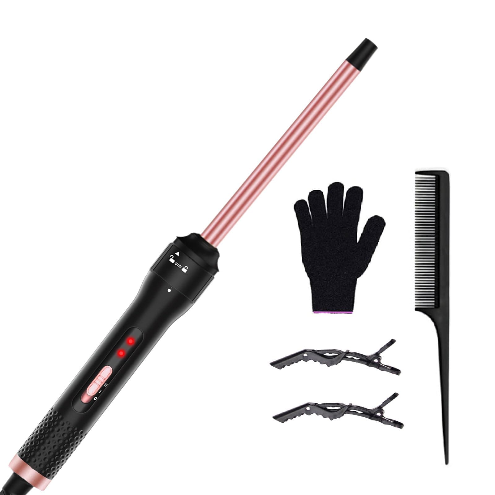 Professional 1/2 Inch Curling Iron with 2 Temperature Settings & Heat Glove for Short & Long Hair