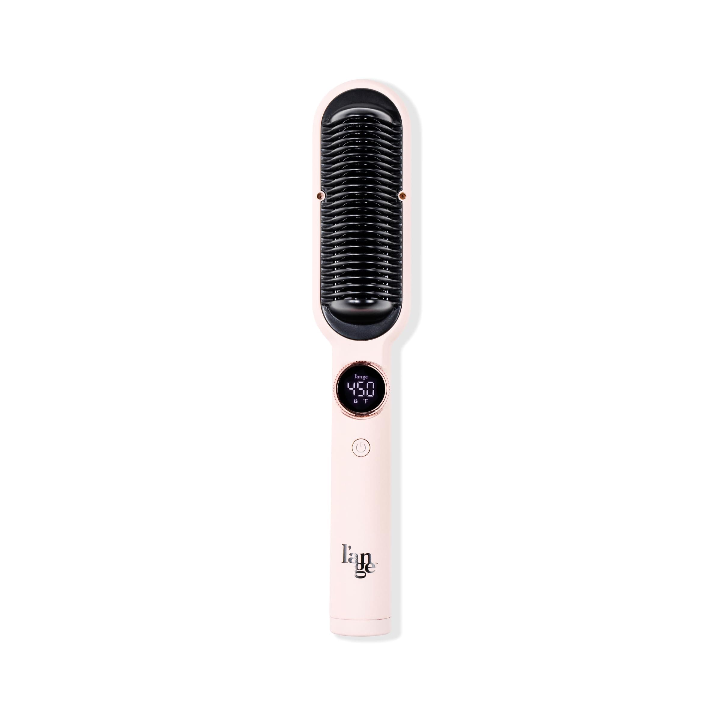 L'ANGE HAIR Smooth-It 2-in-1 Digital Straightening Comb | Curved Heat Shield | Blush
