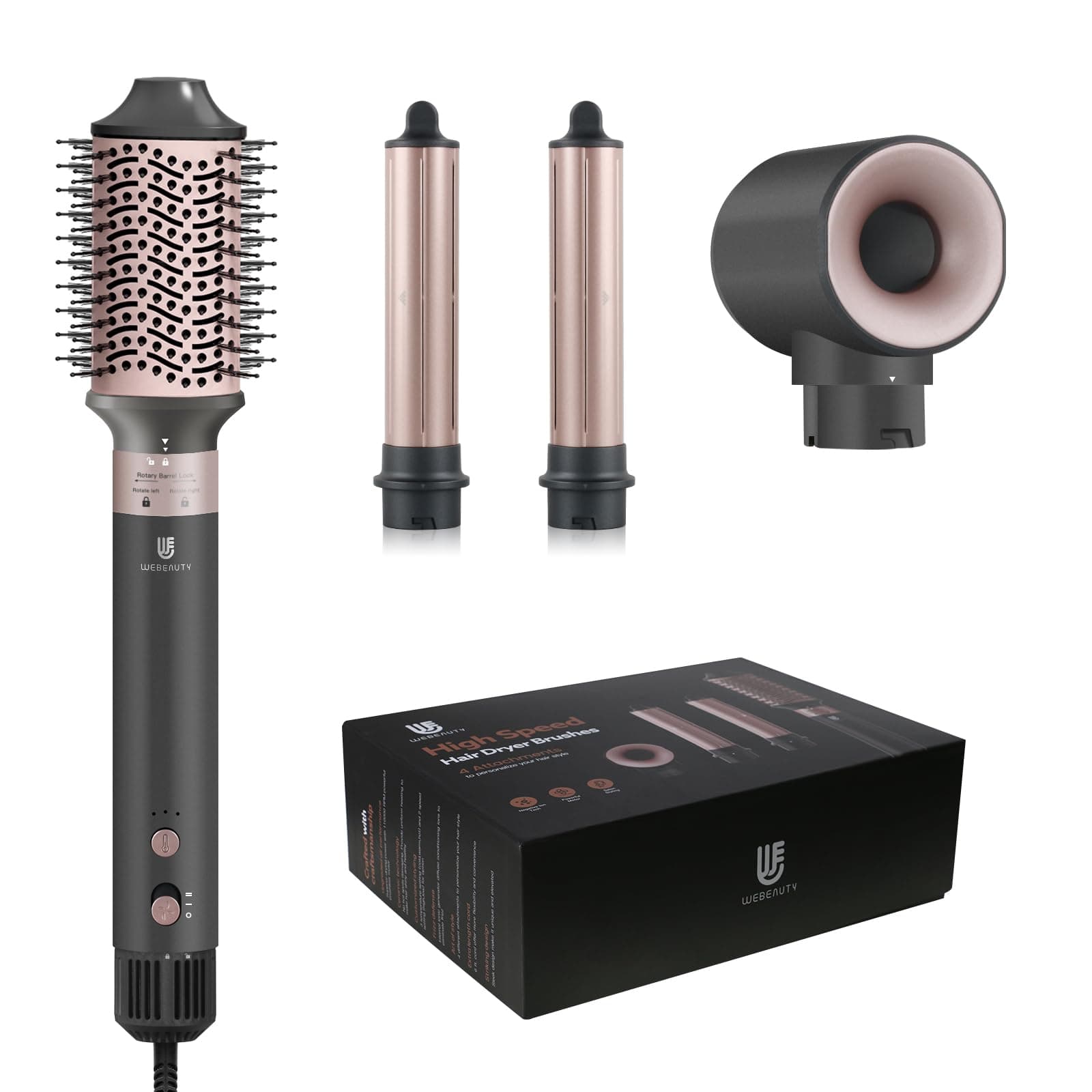 4-in-1 Professional Hair Dryer with Hot Air Curling Wand for Fast Drying & Volumizing