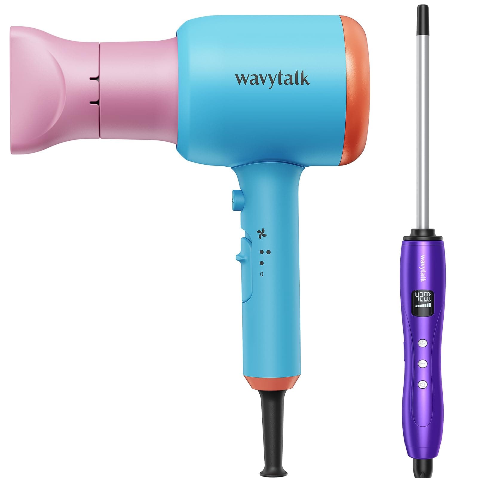 Small Hair Dryer with Diffuser and Curling Wands for Short & Long Hair