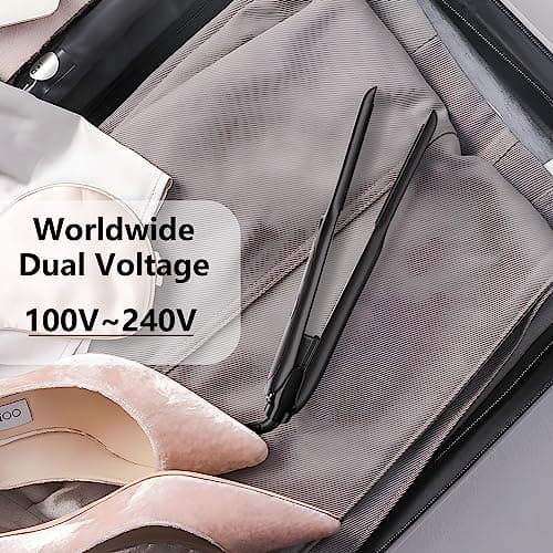 DSHOW 3/10" Mini Flat Iron for Short Hair (Black)
