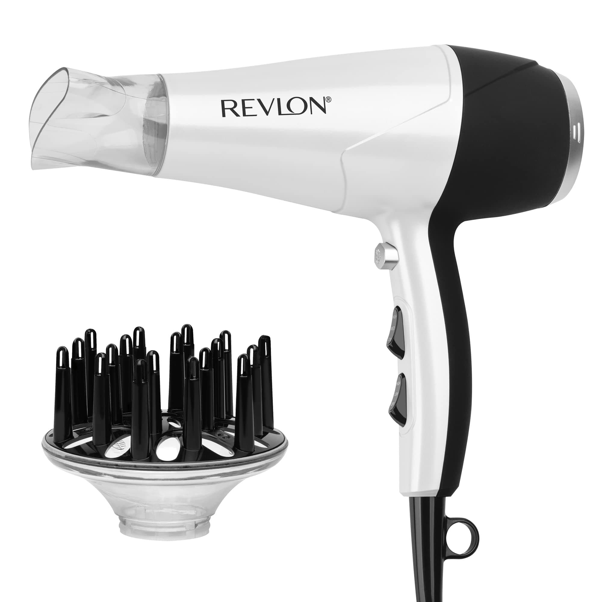 Revlon Volume Booster Hair Dryer | Curl Enhancing Diffuser, Fast Drying, 1875 Watts (White)