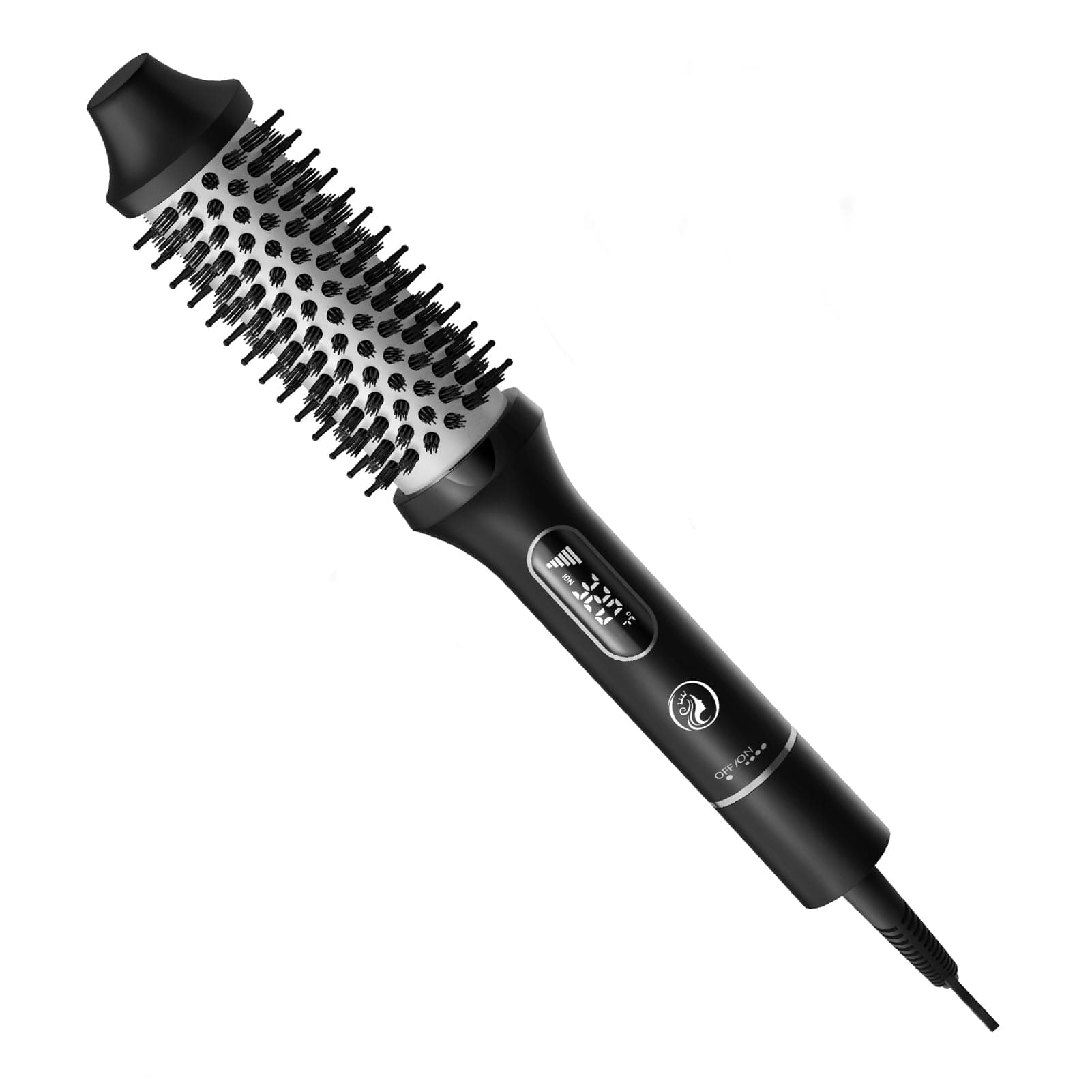 Silver Negative Ion Thermal Curling Brush, 1.5" Curler, 6 Temp Settings, Fast Heating, Dual Voltage