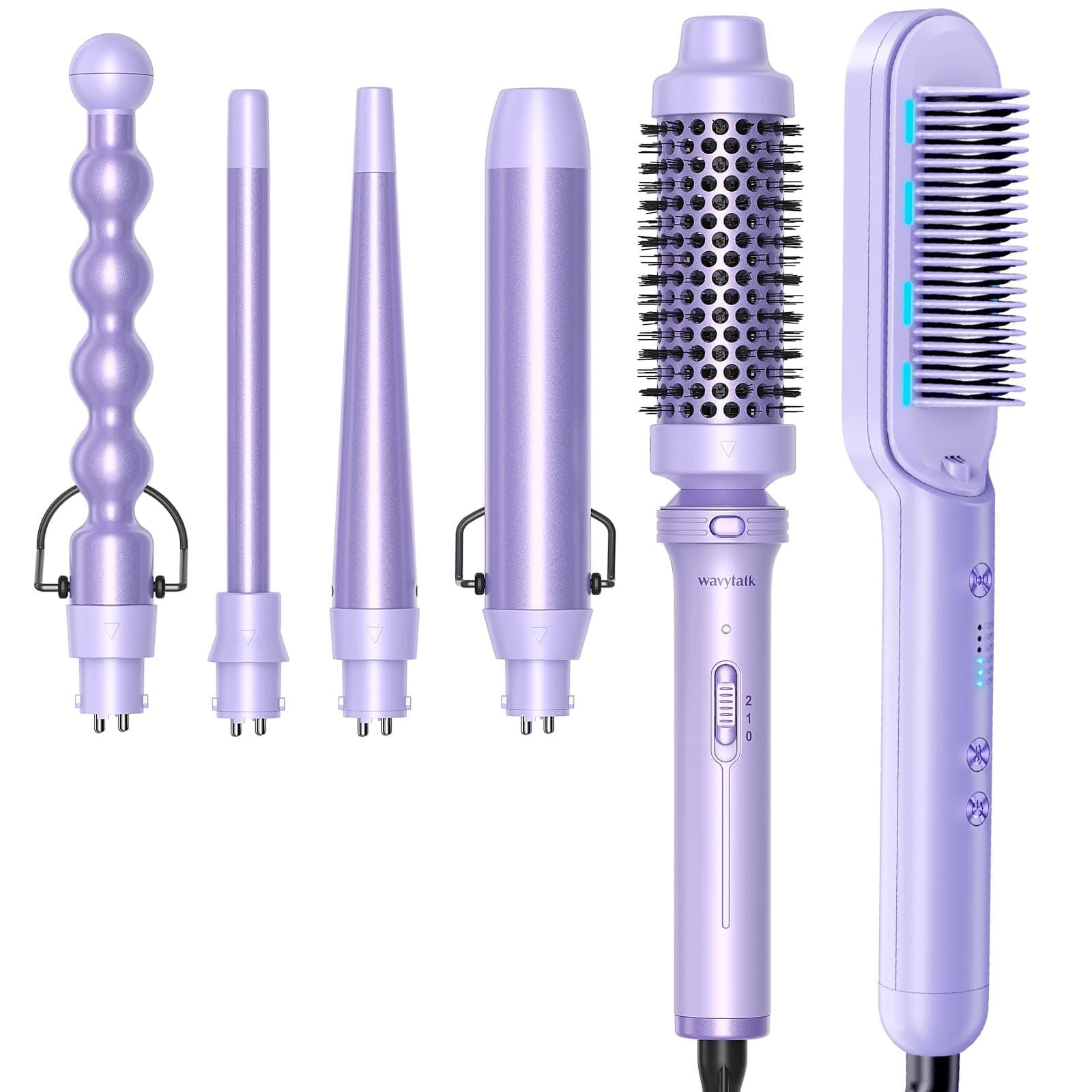 WavyTalk 5-in-1 Curling Iron & Ionic Hair Straightener Brush