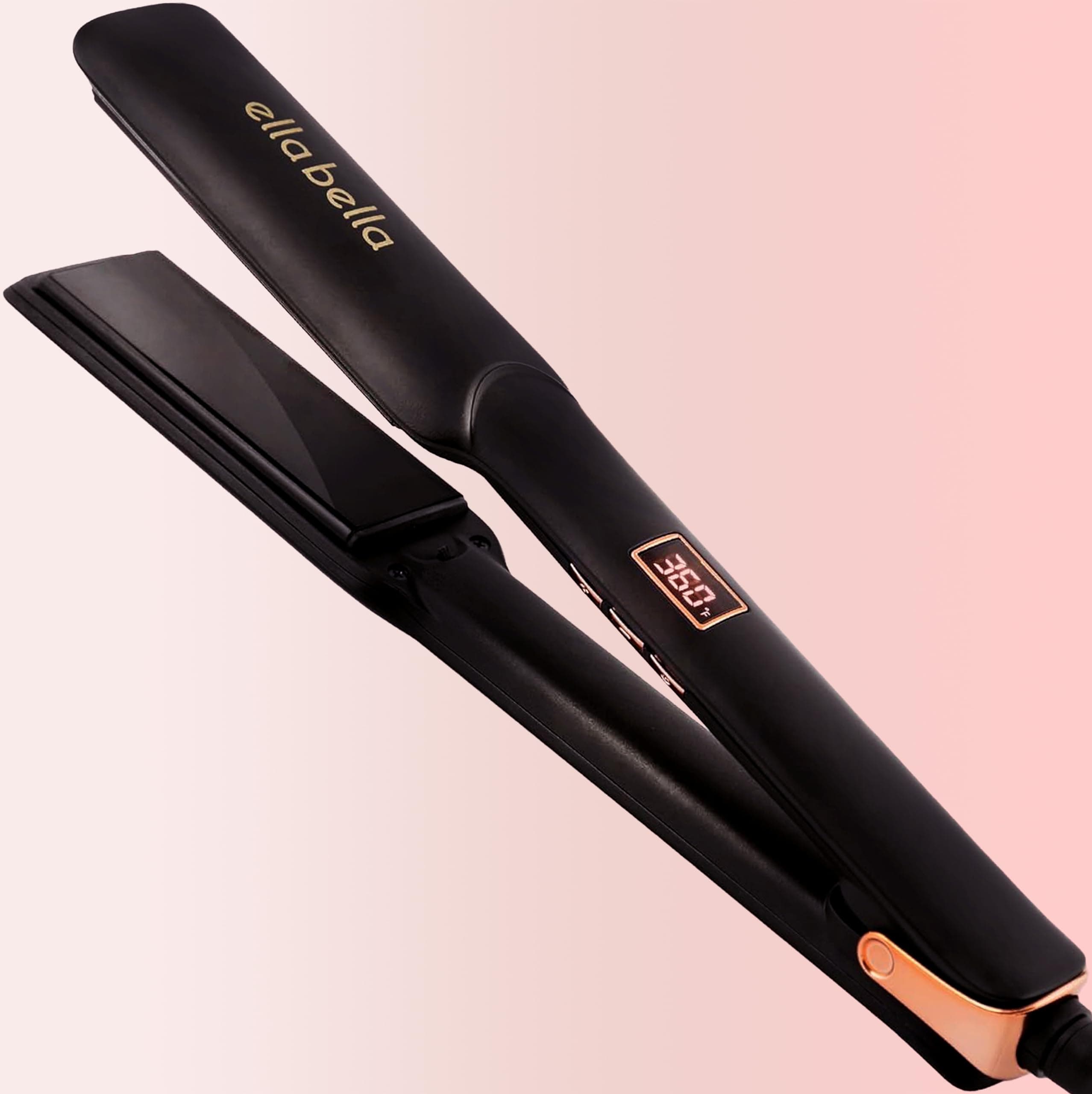 ELLA BELLA Ceramic Flat Iron | Professional Straightening Iron with Digital Temp Control | Good Housekeeping Picker