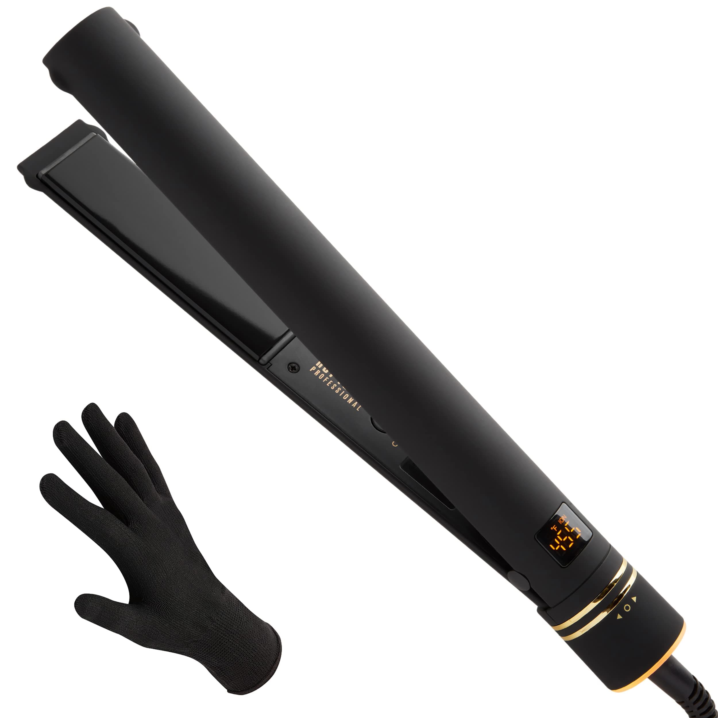 HOT TOOLS Pro Artist Black Gold Evolve Salon Hair Flat Iron | Long-Lasting Straightening Finish
