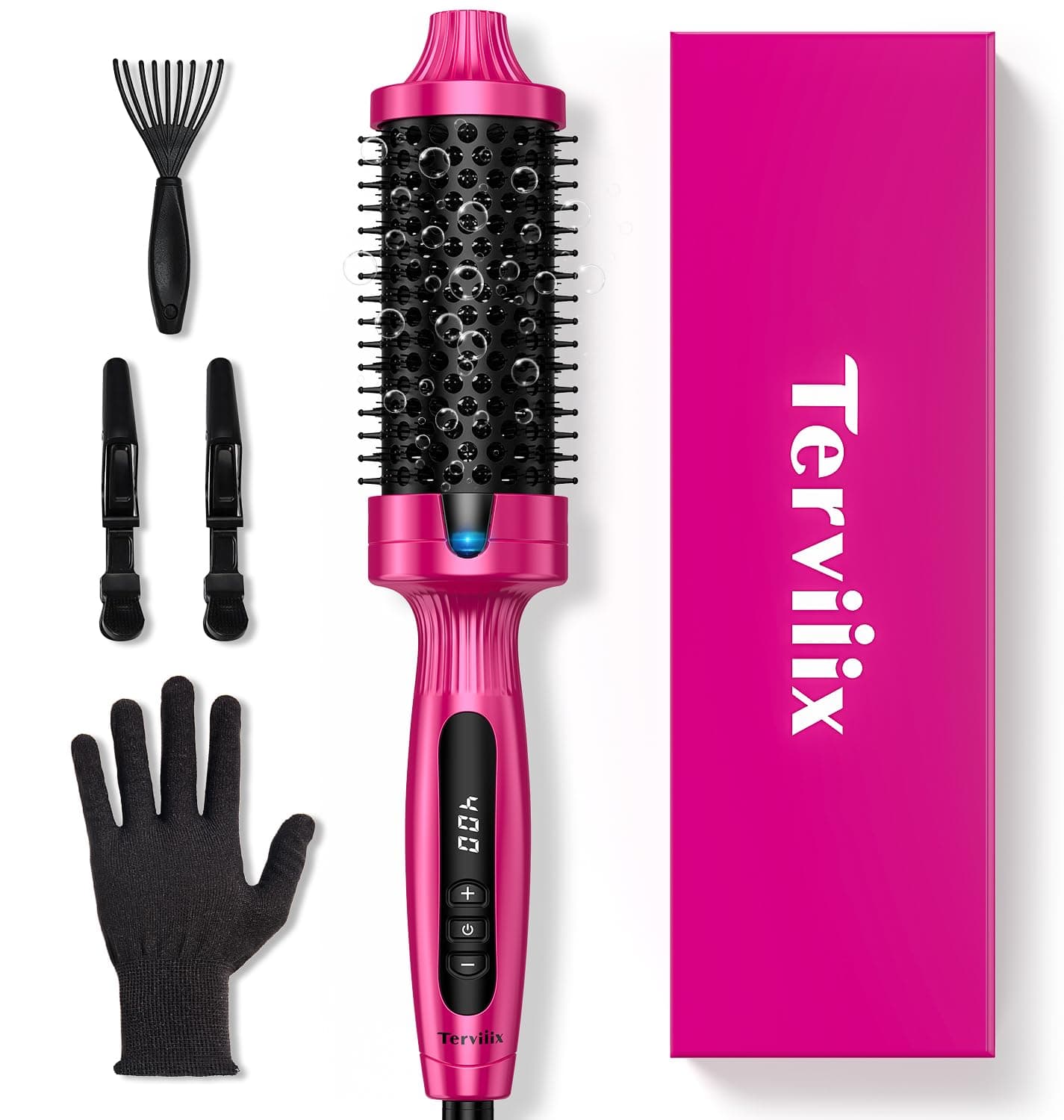 Terviiix Ionic Thermal Brush, 9 Temp Settings, 30S Heat, Voluminous & Smooth Hairstyling