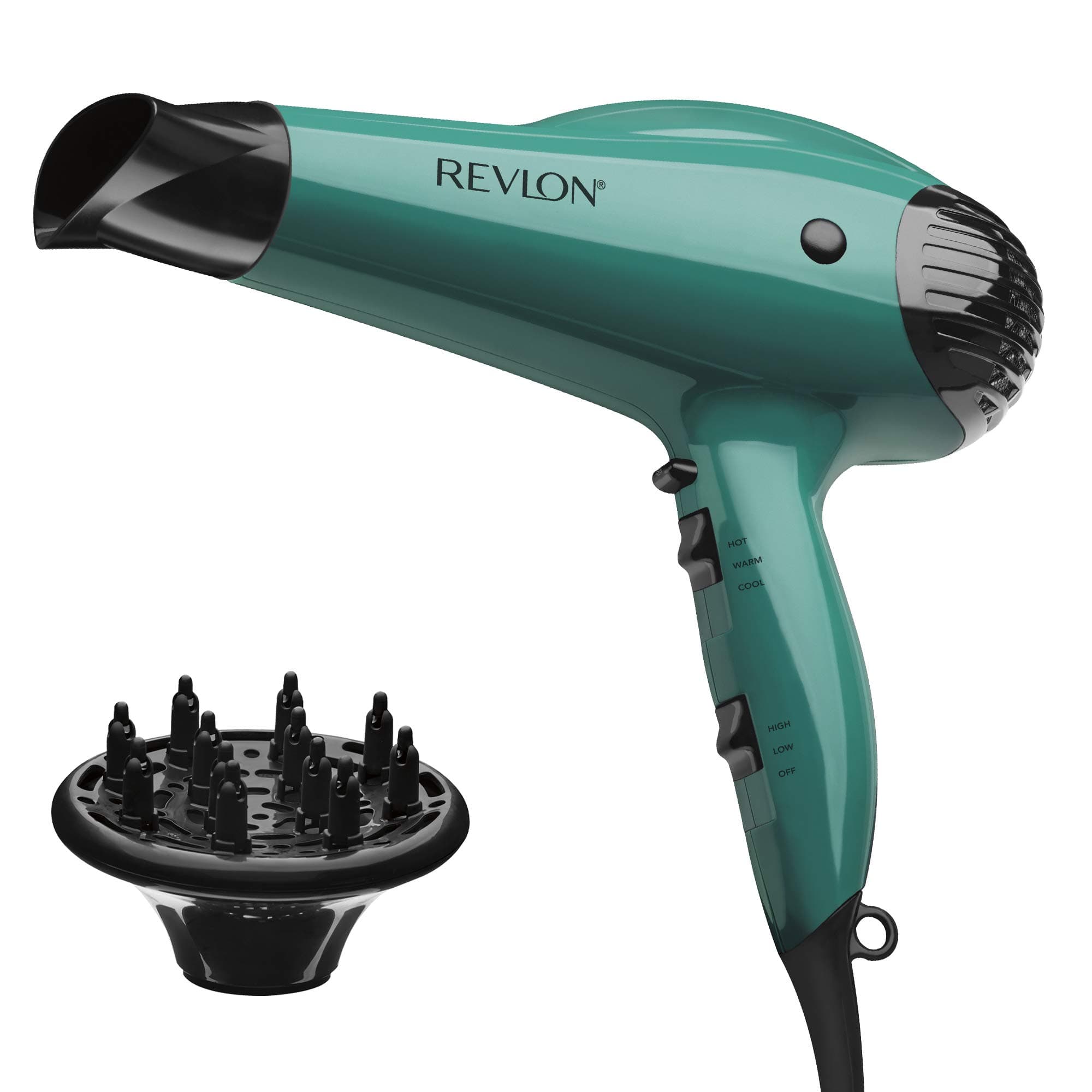Revlon Volume Booster Hair Dryer with Ionic Tech | 1875W Lift & Body Blow Dryer with Diffuser (Green)