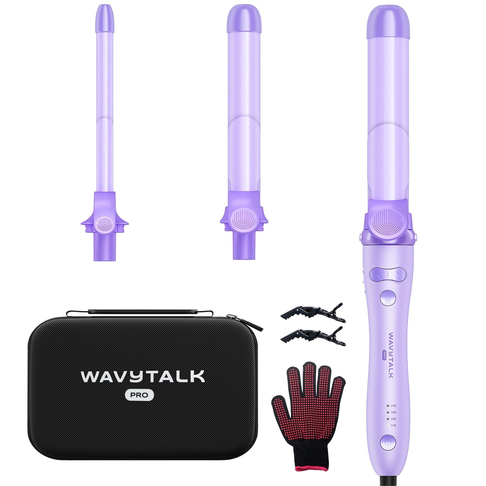 Wavytalk Curlmaker Pro Rotating Iron for Tight, Spiral Curls & Beach Waves, 3-Sized Ceramic Barrel, Effortless Long-Last