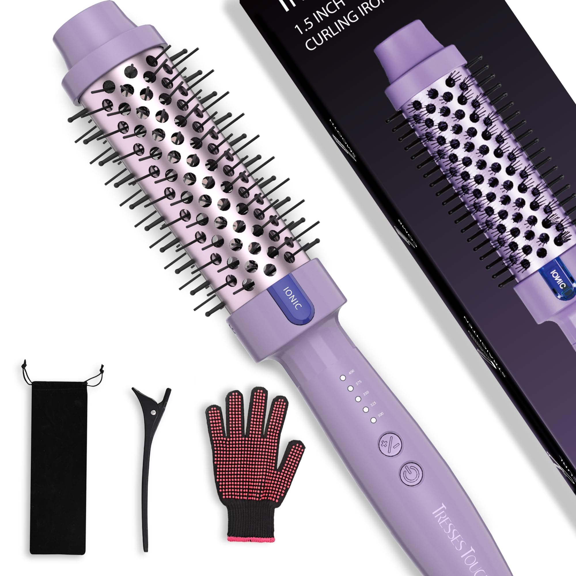 1.5 Inch Ceramic Ionic Curling Iron with 5 Temp Settings, Purple