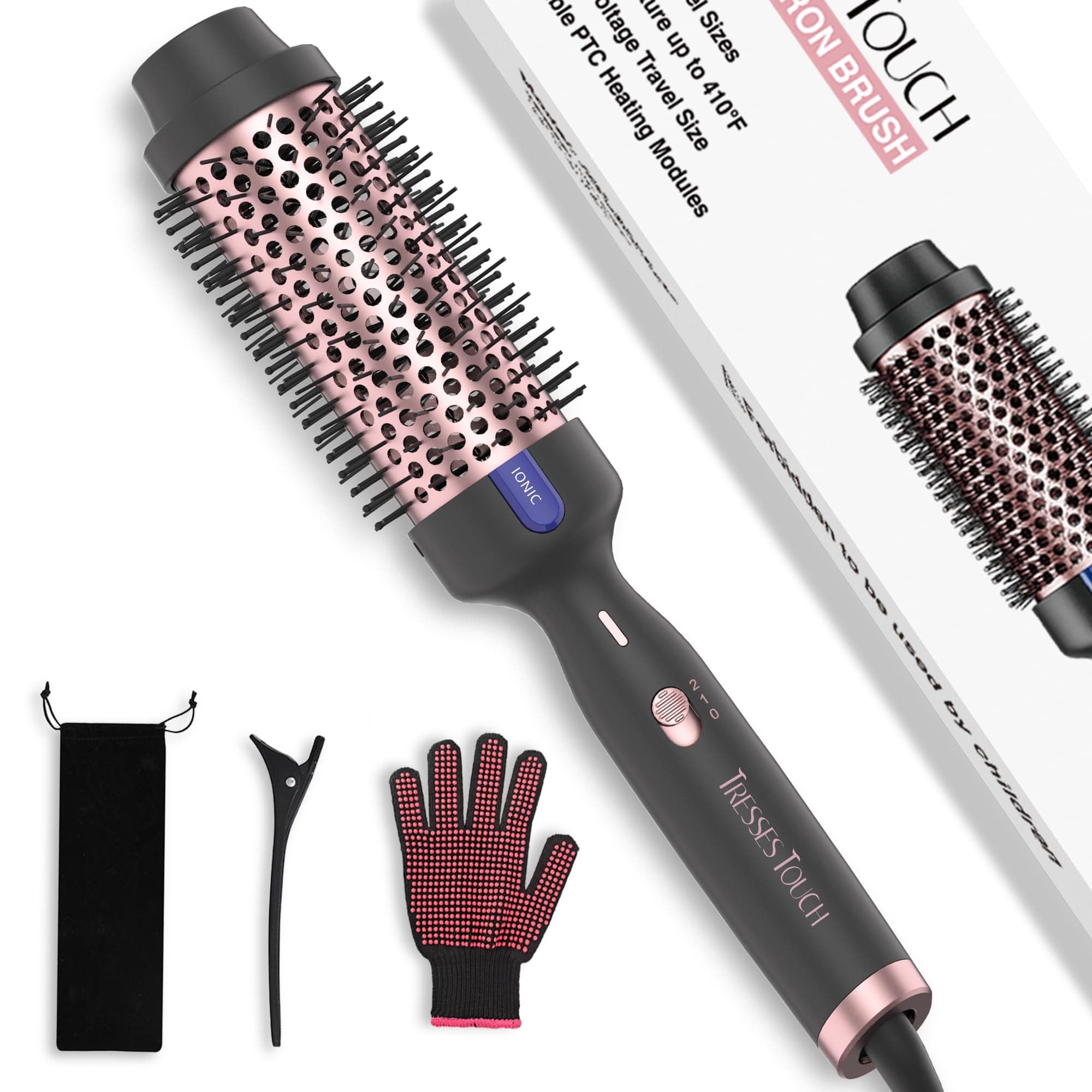 Rose Gold 1.77 Inch Thermal Curling Brush with 2 Temp Settings & Negative Ion Technology