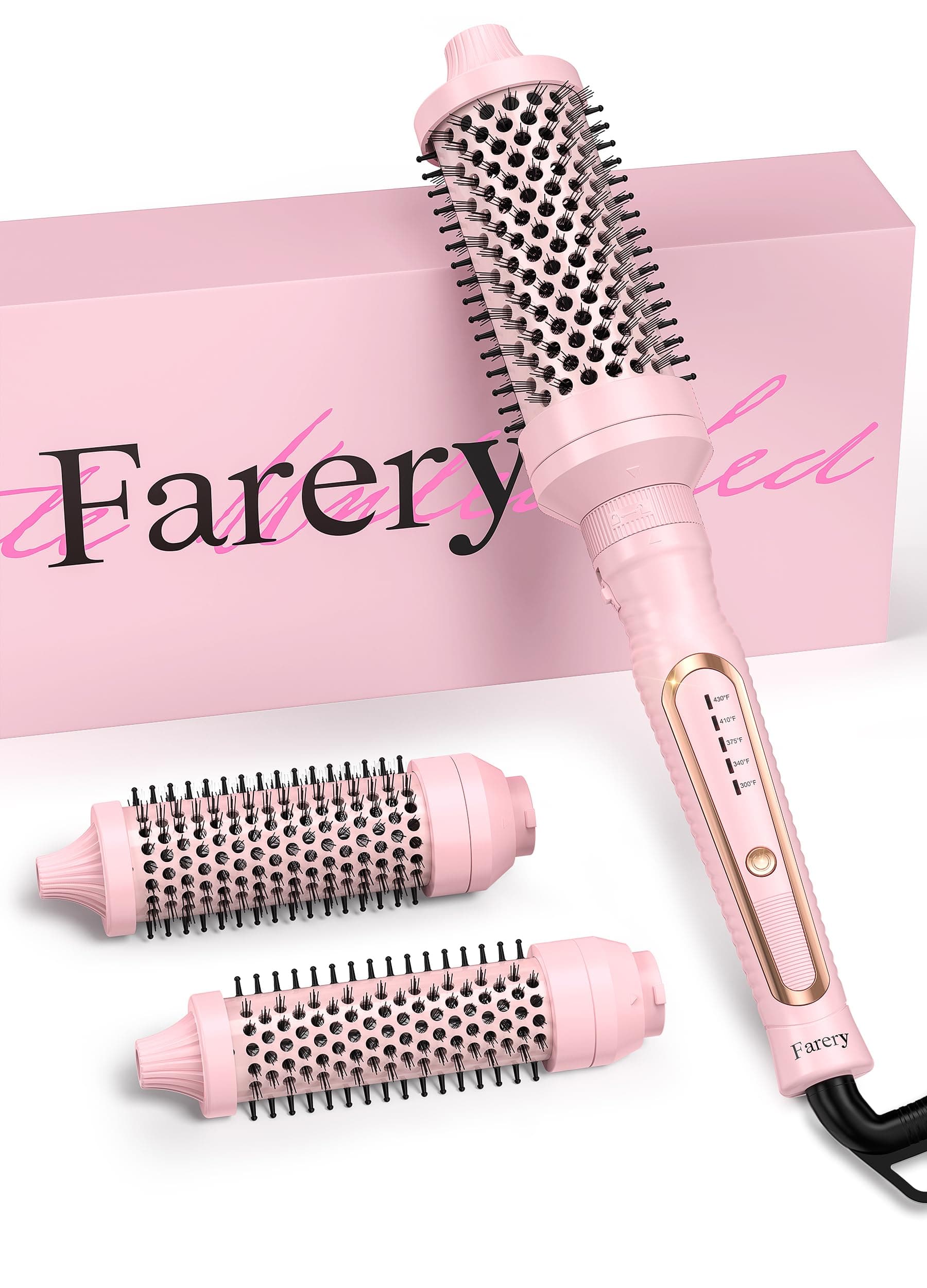 PRO 3-in-1 Thermal Brush Set - Rose Pink | Fast Heating, Effortless Curls