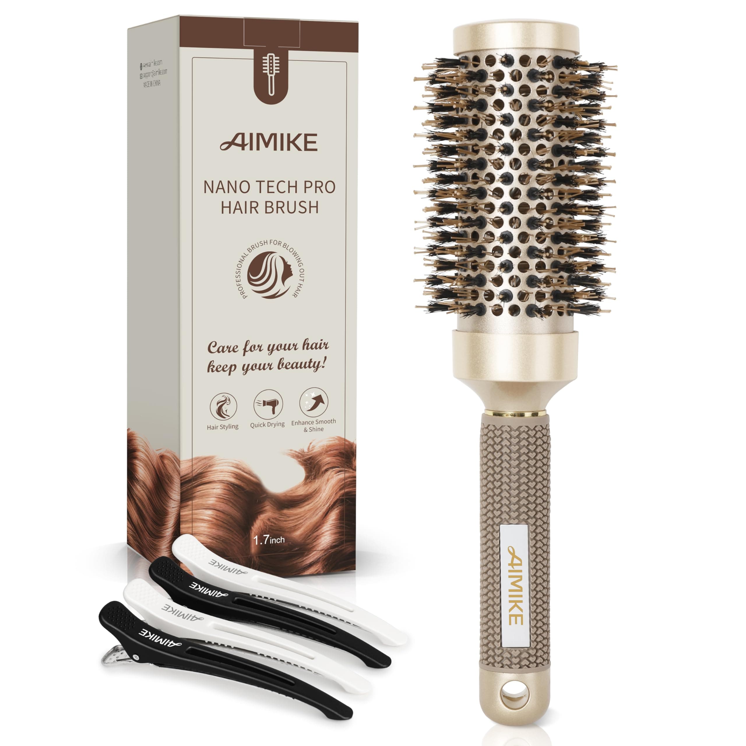 AIMIKE Nano Thermal Ceramic Round Brush for Blow Out & Styling - 2.9 inch Barrel