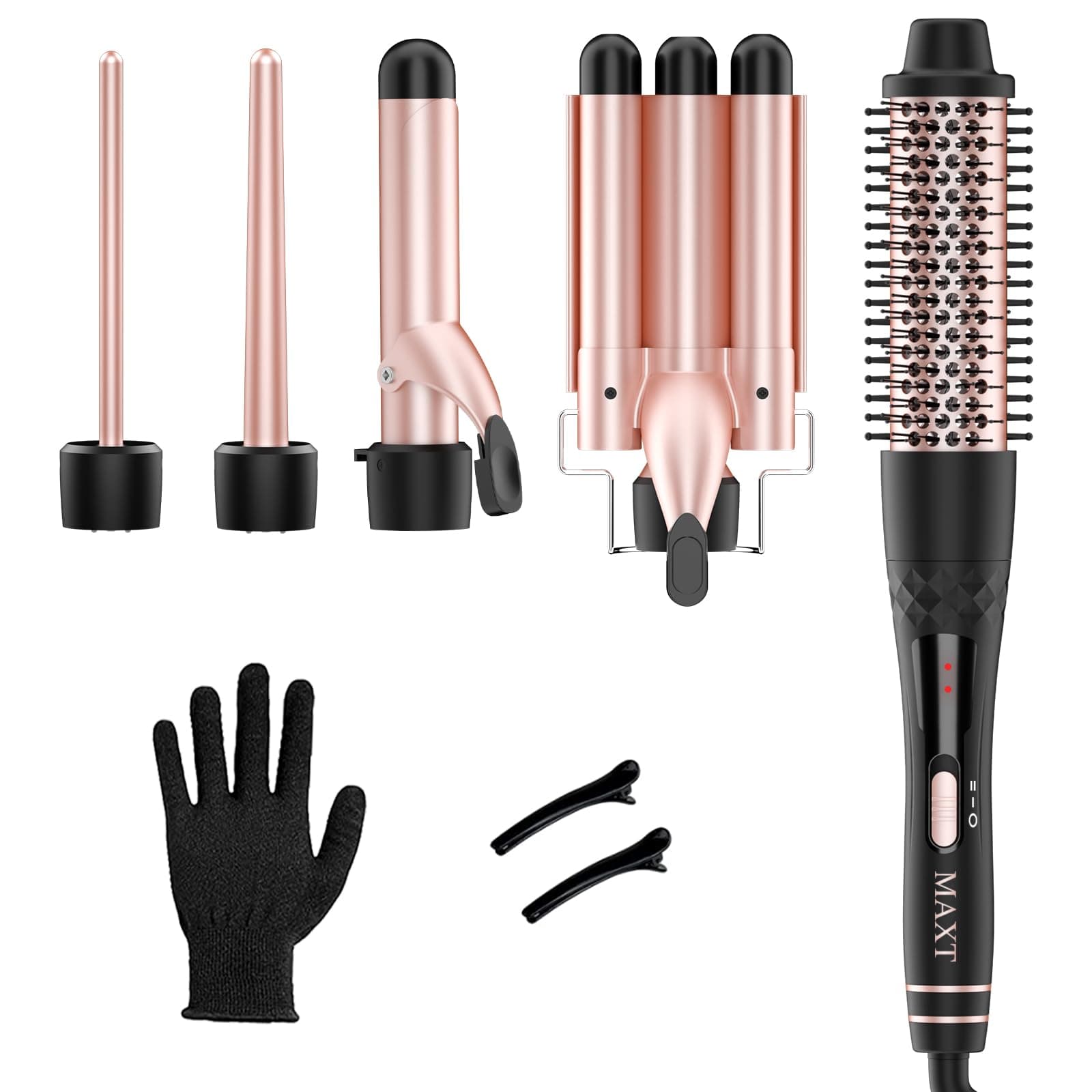 MAX-T 5-in-1 Ceramic Curling Iron Set for All Hair Types