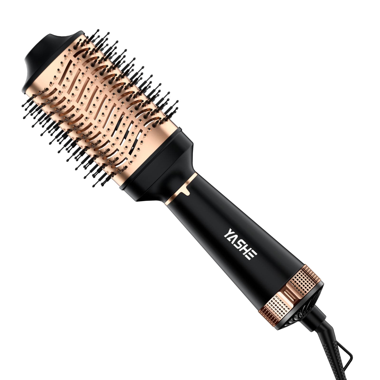 Ionic Hair Dryer Brush, Oval Titanium Barrel, 4 in 1 Drying, Straightening, Curling, Volumizing, Black