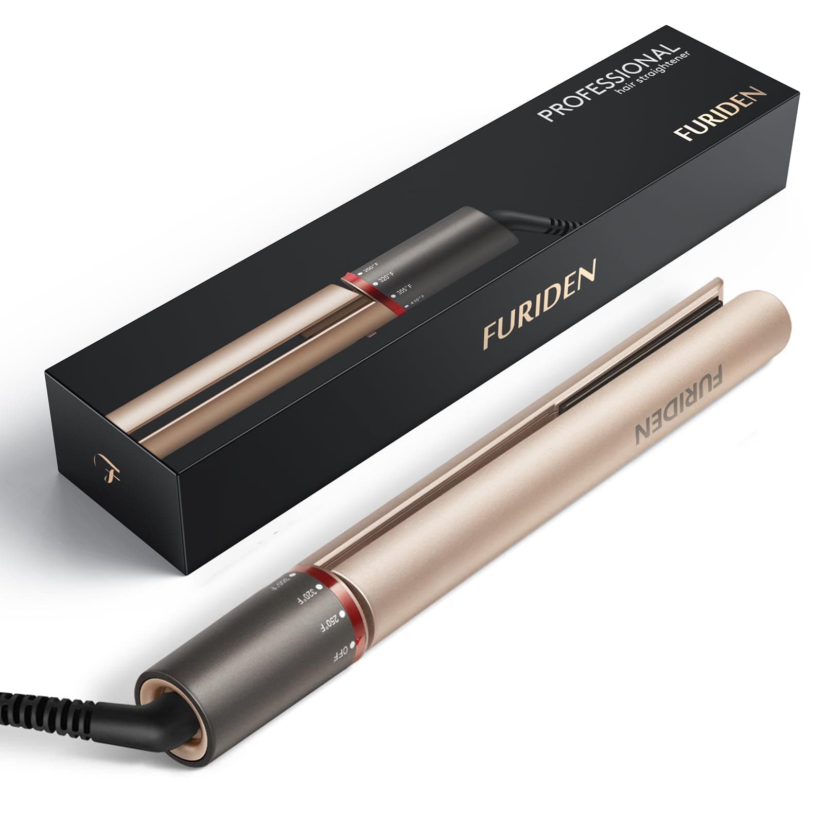 FURIDEN Salon-Quality Hair Straightener & Curler 2-in-1 Flat Iron | Fast Results, Long Lasting