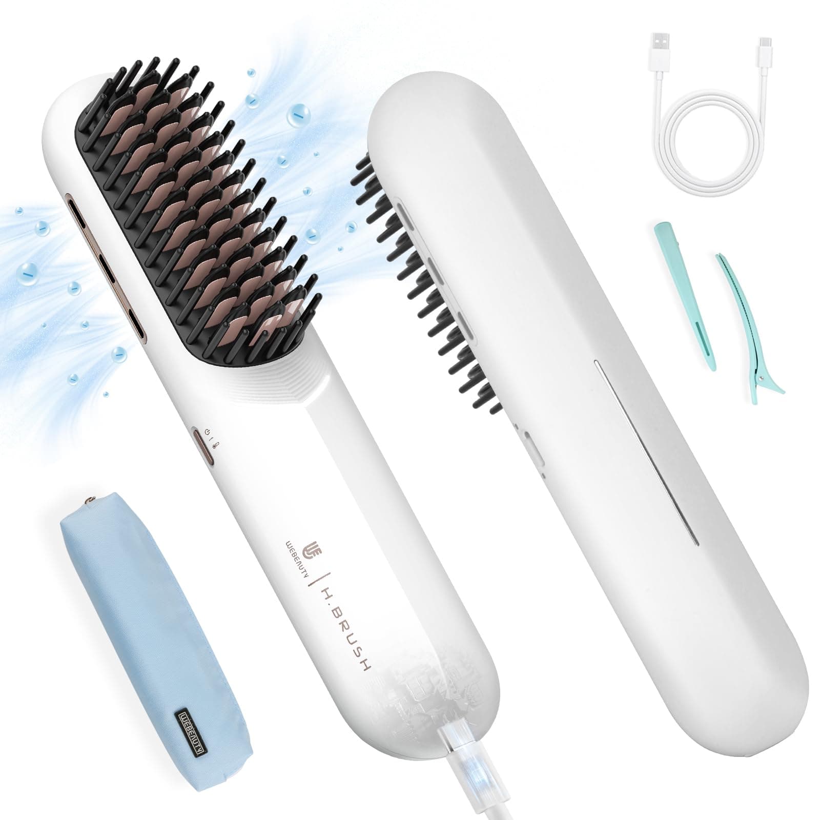 Webeauty Cordless Hair Straightener Brush - 200M Negative Ions, Fast Heating, Dual Voltage USB Rechargeable