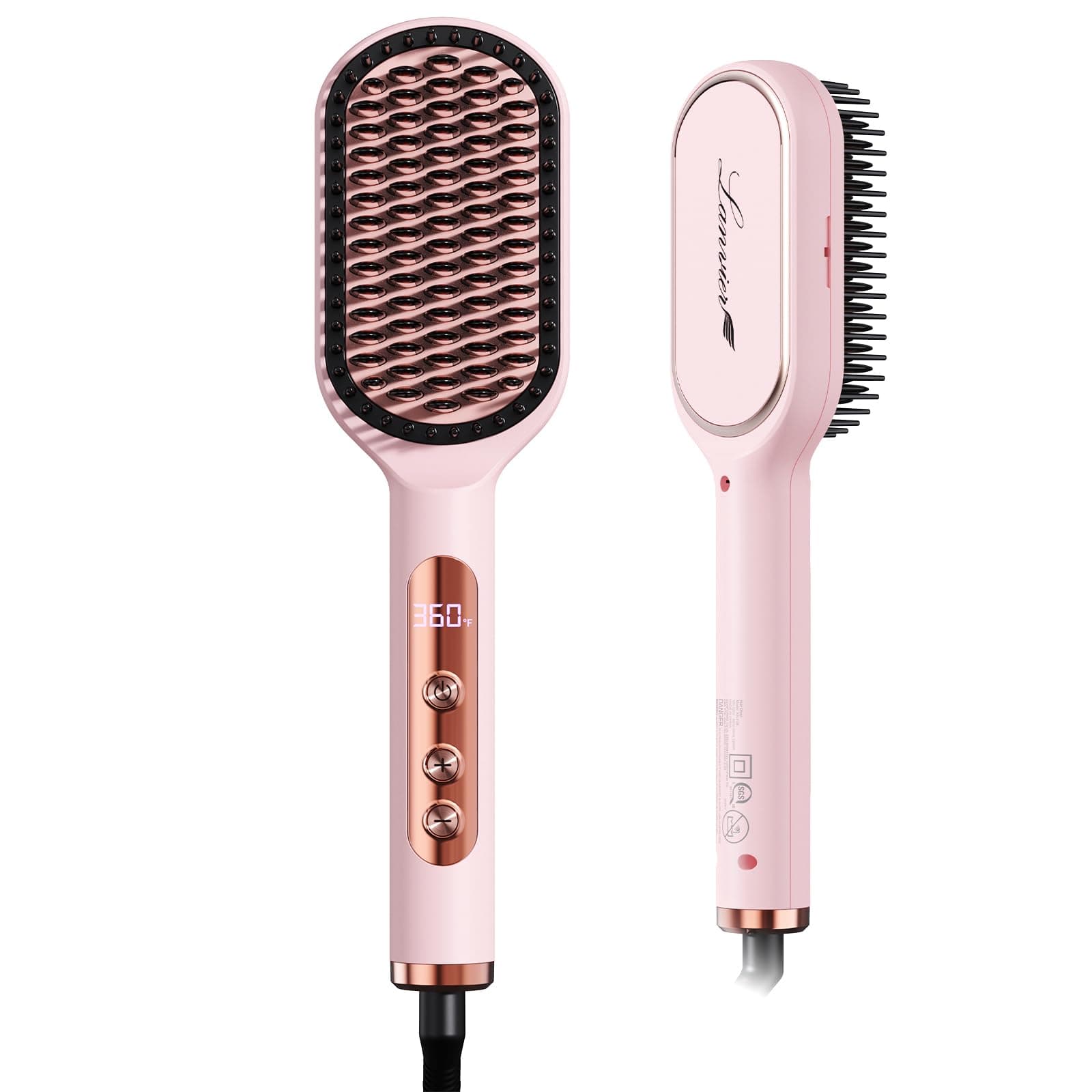LANVIER Ionic Infrared Hair Straightener Brush, 32 Temps, All Hair Types