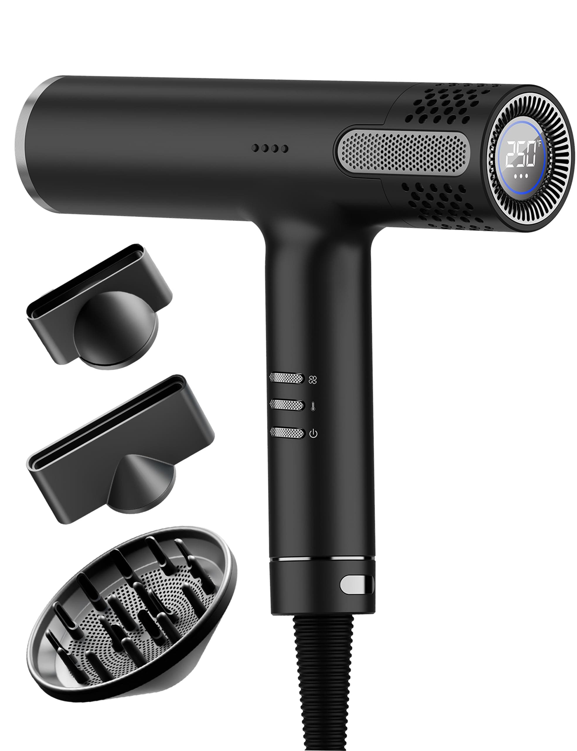 LANVIER Ionic Hair Dryer with Diffuser, Intelligent Heat Control & LED Display