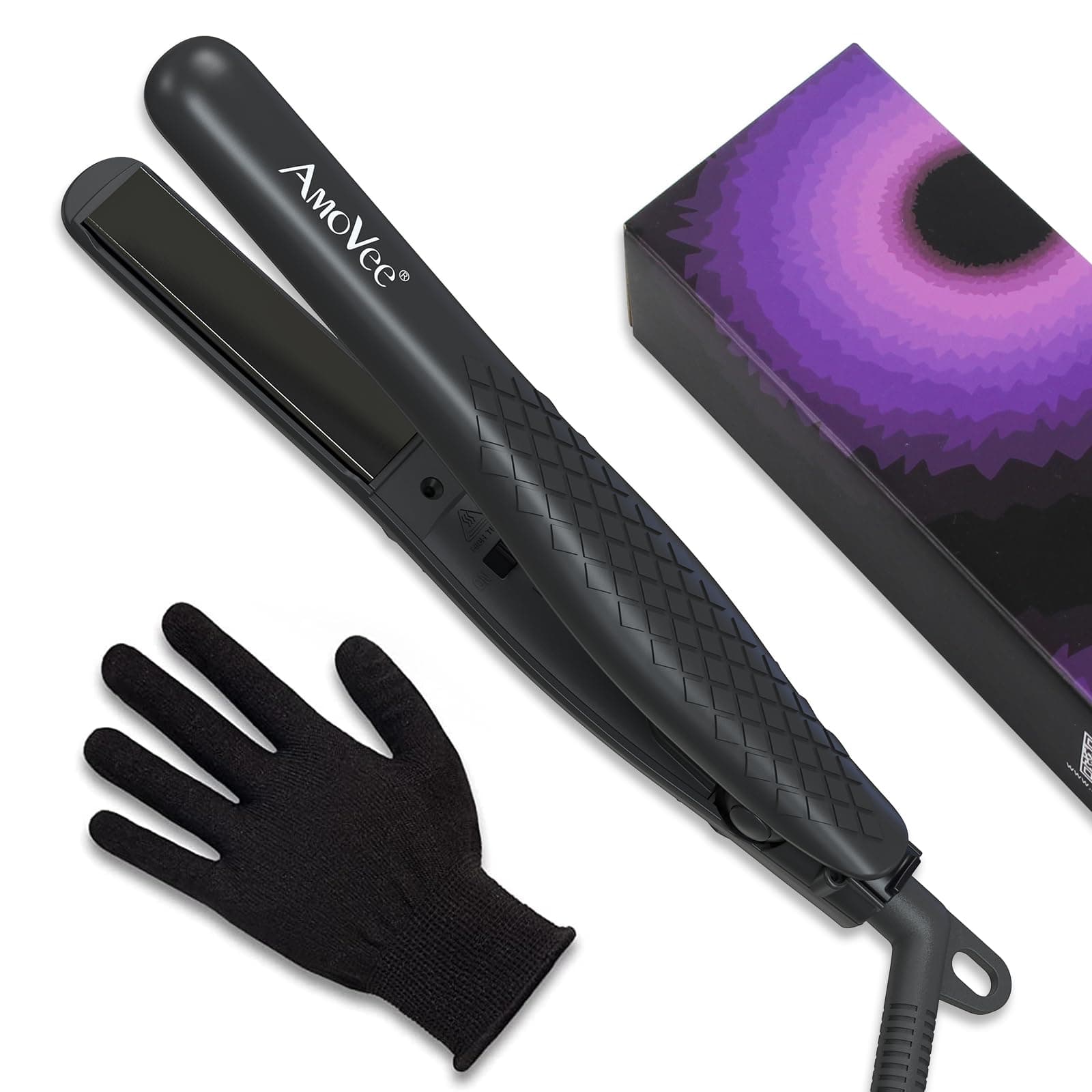 Black Mini Flat Iron, 0.7 Inch Ceramic Straightener for Short Hair, Dual Voltage