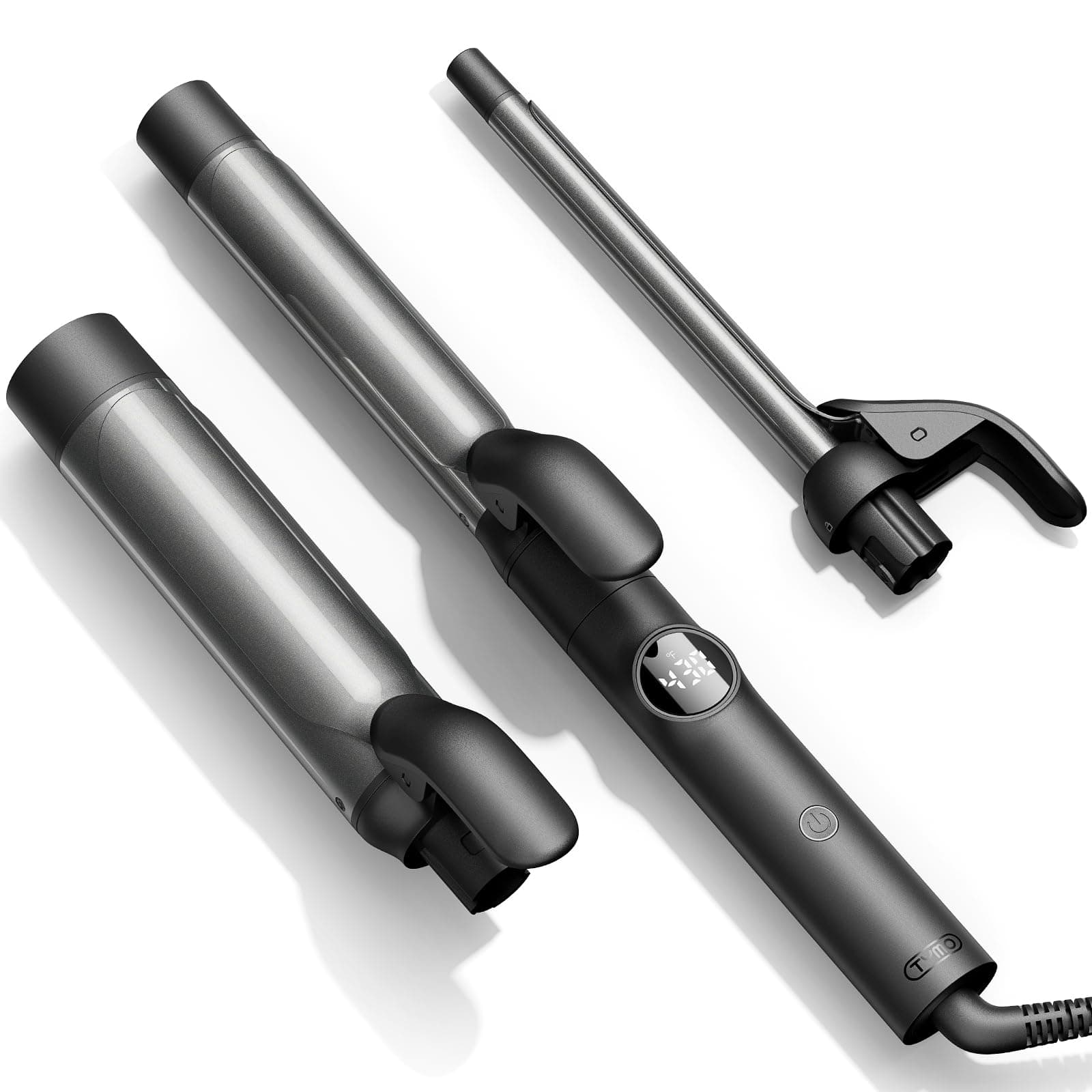 TYMO 3-in-1 Ceramic Curling Iron - Fast Heating, 5 Temps, Dual Voltage for Shiny Curls