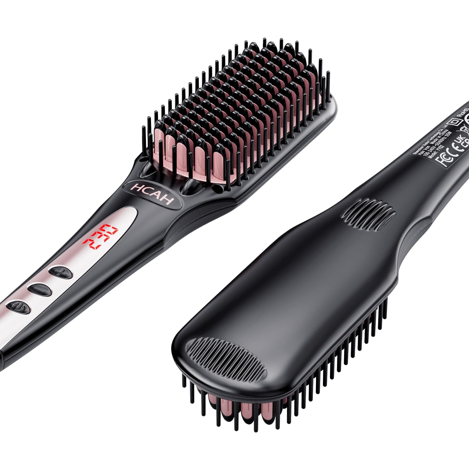 28 Temperature Settings ceramic straightener brush for fine hair, frizz-free & included glove