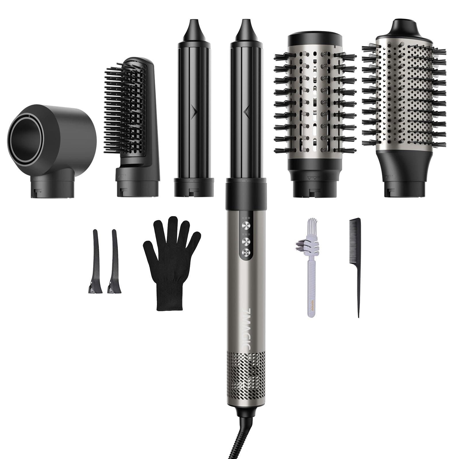 7MAGIC Ionic Hair Dryer & Styler, Silver, 1200 Watts