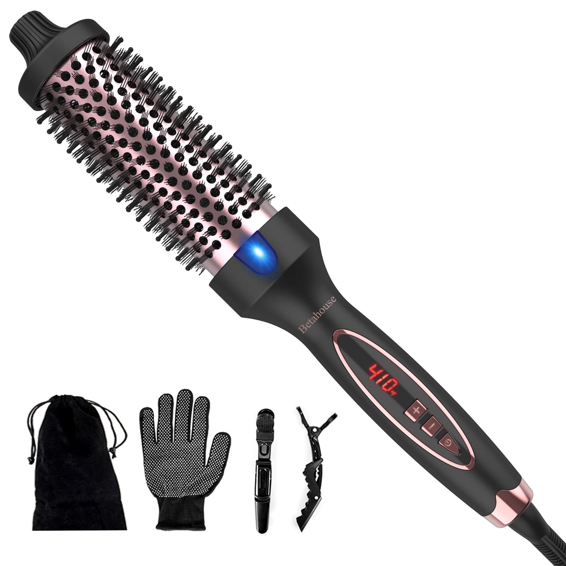 Betahouse 1.5 Inch Lonic Heated Curling Iron for Volumized Blowout, 5 Heat Settings
