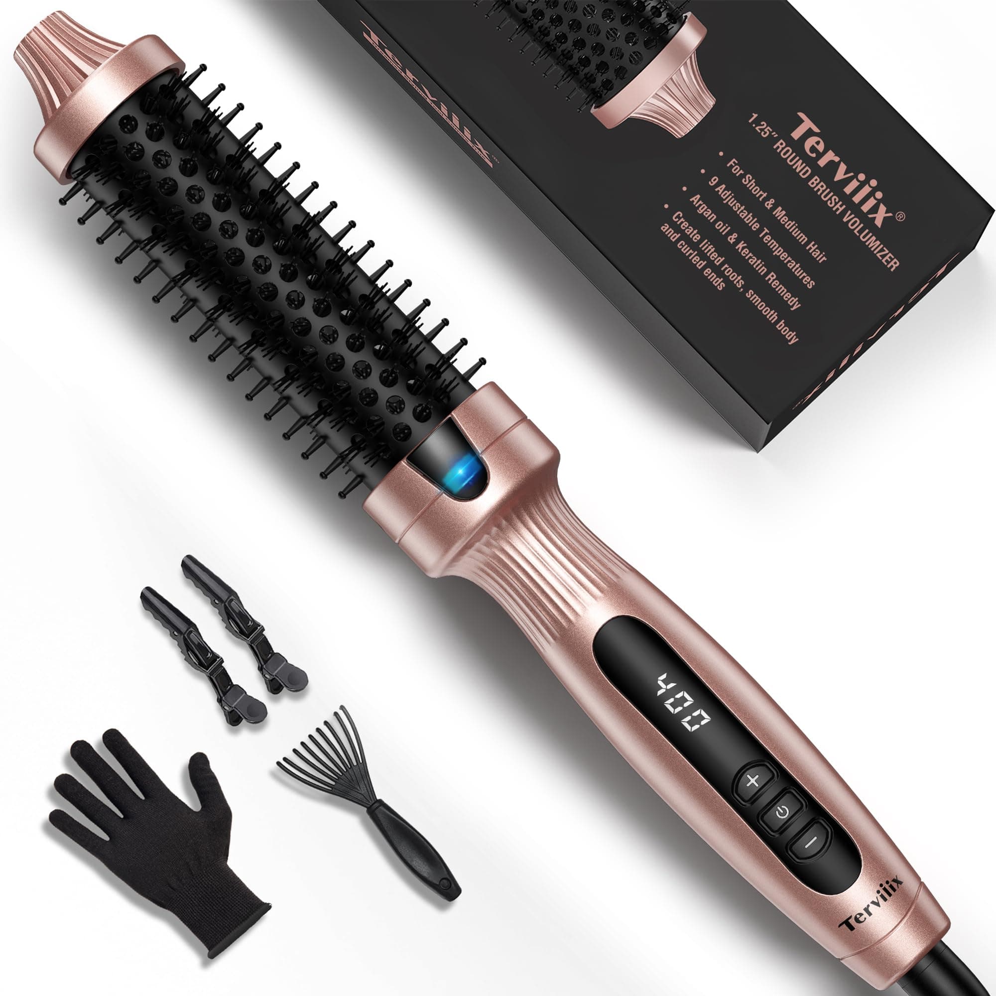 Terviiix 1.25 inch Ceramic Tourmaline Ionic Heated Curling Iron Volumizer